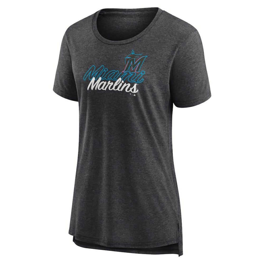 Miami Marlins Women's Practice Time Tri-Blend T-Shirt - Gray T-shirts