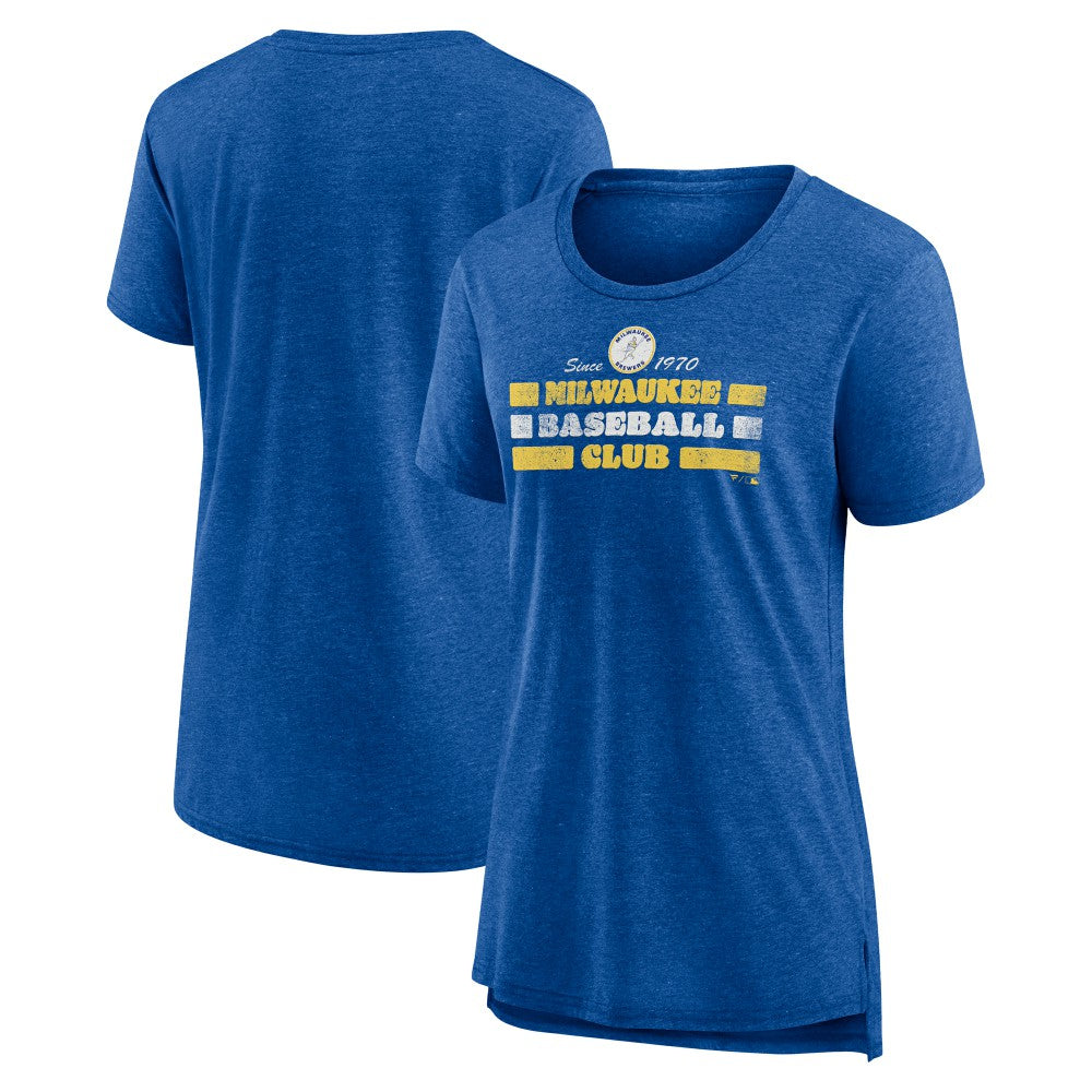 Milwaukee Brewers Women's Power Swing Tri-Blend T-Shirt - Royal T-shirts