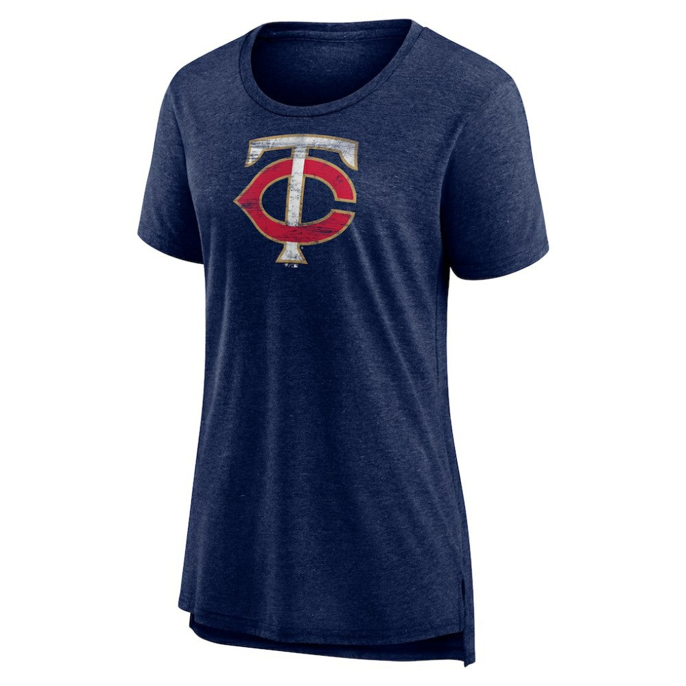 Minnesota Twins Women's Weathered Official Logo Tri-Blend T-Shirt - Navy T-shirts
