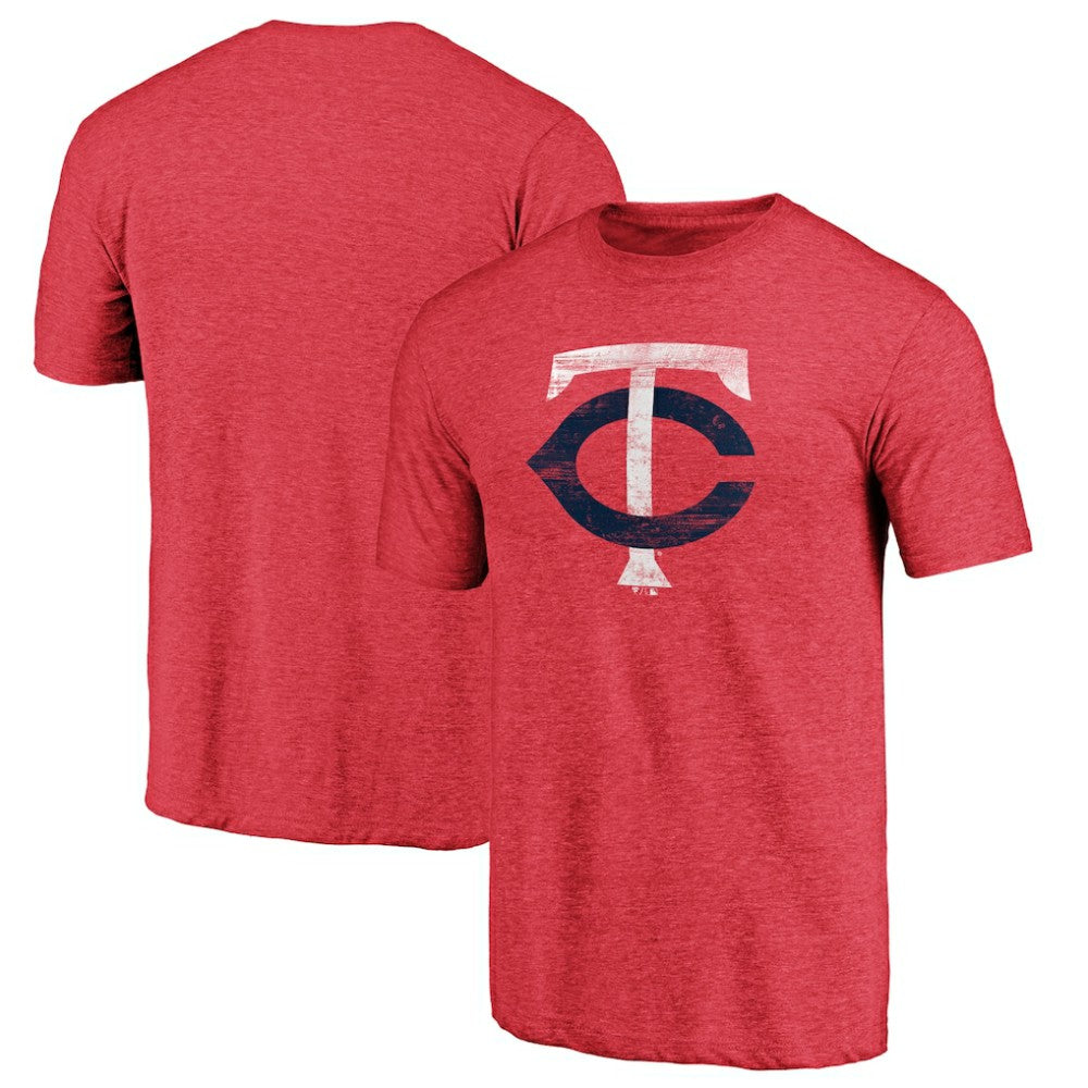 Minnesota Twins Weathered Official Logo Tri-Blend T-Shirt - Red T-shirts