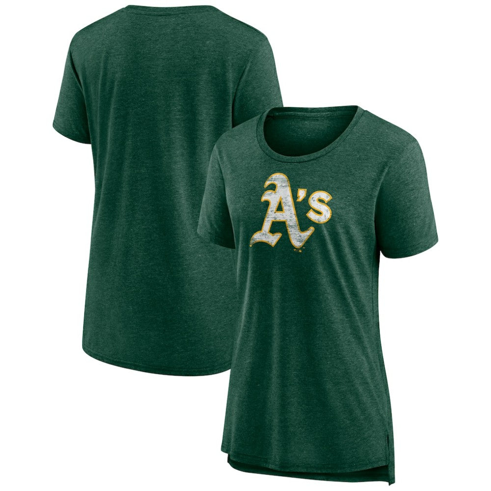 Athletics Women's Weathered Official Logo Tri-Blend T-Shirt - Green T-shirts