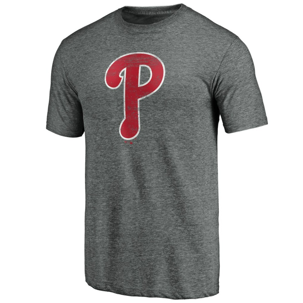 Philadelphia Phillies Weathered Official Logo Tri-Blend T-Shirt - Heather Gray T-shirts