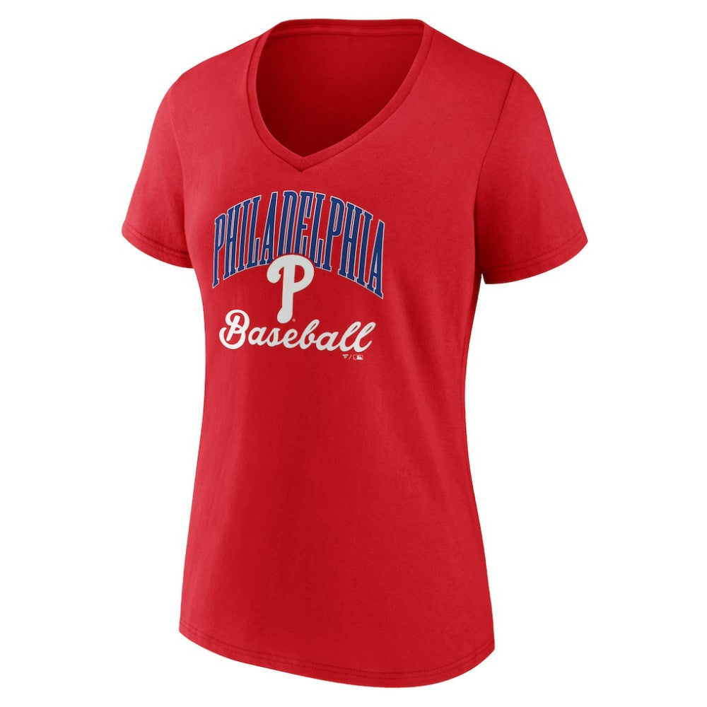 Philadelphia Phillies Women's Victory Script V-Neck T-Shirt - Red T-shirts