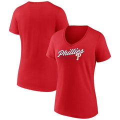 Philadelphia Phillies Women's One And Only V-Neck T-Shirt - Red T-shirts