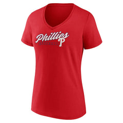 Philadelphia Phillies Women's One And Only V-Neck T-Shirt - Red T-shirts