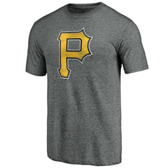 Pittsburgh Pirates Weathered Official Logo Tri-Blend T-Shirt - Heather Gray T-shirts