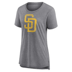 San Diego Padres Women's Weathered Official Logo Tri-Blend T-Shirt - Gray T-shirts