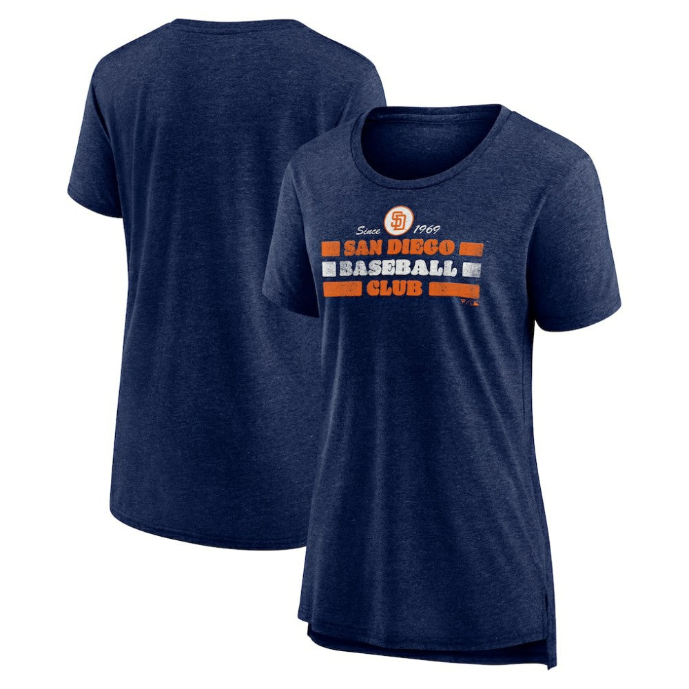 San Diego Padres Women's Power Swing Tri-Blend T-Shirt - Navy T-shirts
