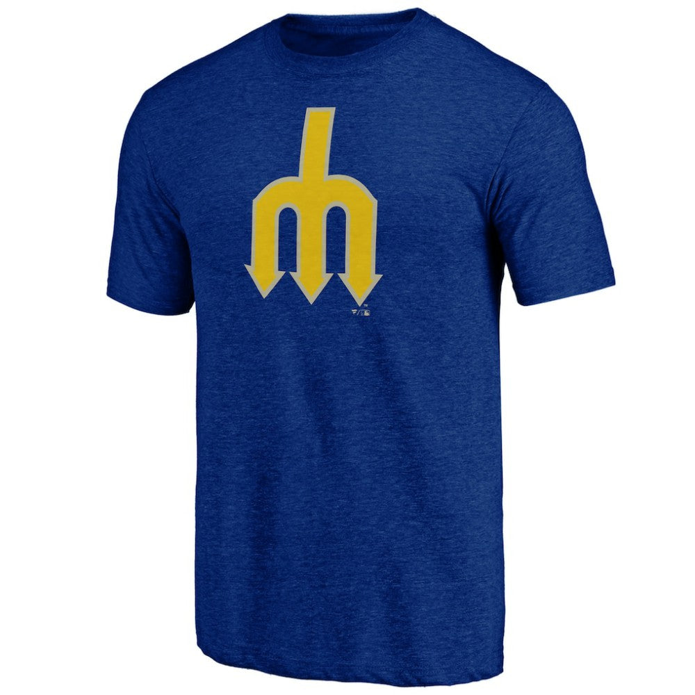 Seattle Mariners Cooperstown Official Logo Tri-Blend T-Shirt - Royal T-shirts