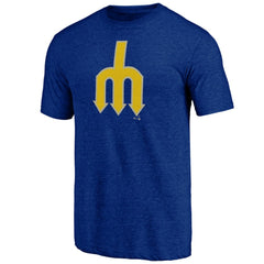 Seattle Mariners Cooperstown Official Logo Tri-Blend T-Shirt - Royal T-shirts