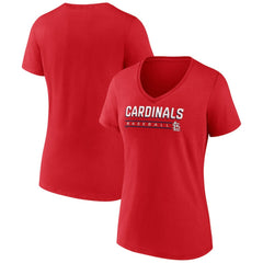 St. Louis Cardinals Women's Primary Play V-Neck T-Shirt - Red T-shirts