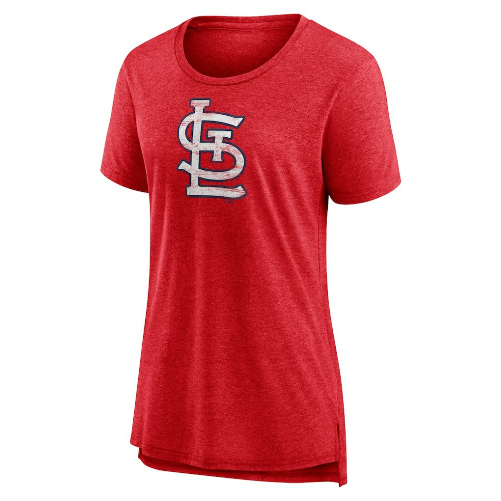 St. Louis Cardinals Women's Weathered Official Logo Tri-Blend T-Shirt - Red T-shirts