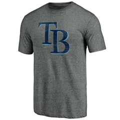 Tampa Bay Rays Weathered Official Logo Tri-Blend T-Shirt - Heather Gray T-shirts