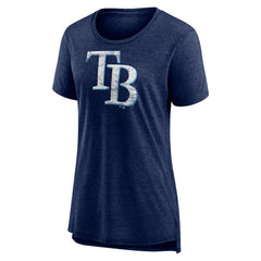 Tampa Bay Rays Women's Weathered Official Logo Tri-Blend T-Shirt - Navy T-shirts