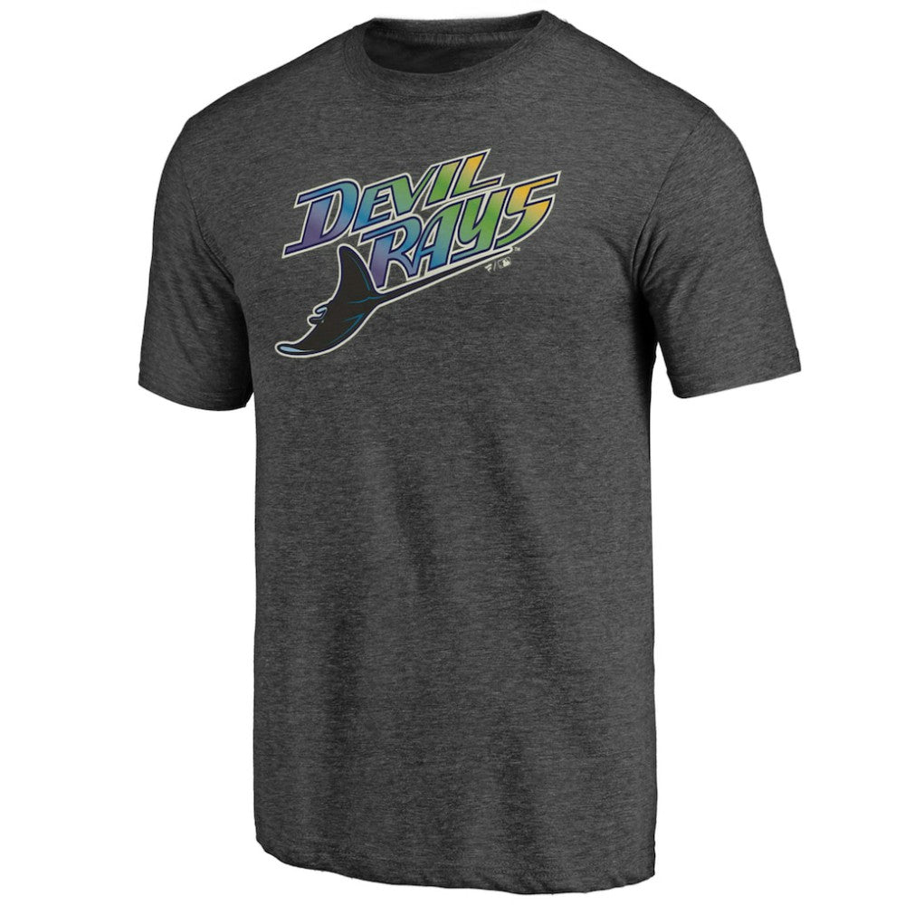 Tampa Bay Rays Cooperstown Official Logo Tri-Blend T-Shirt - Charcoal T-shirts