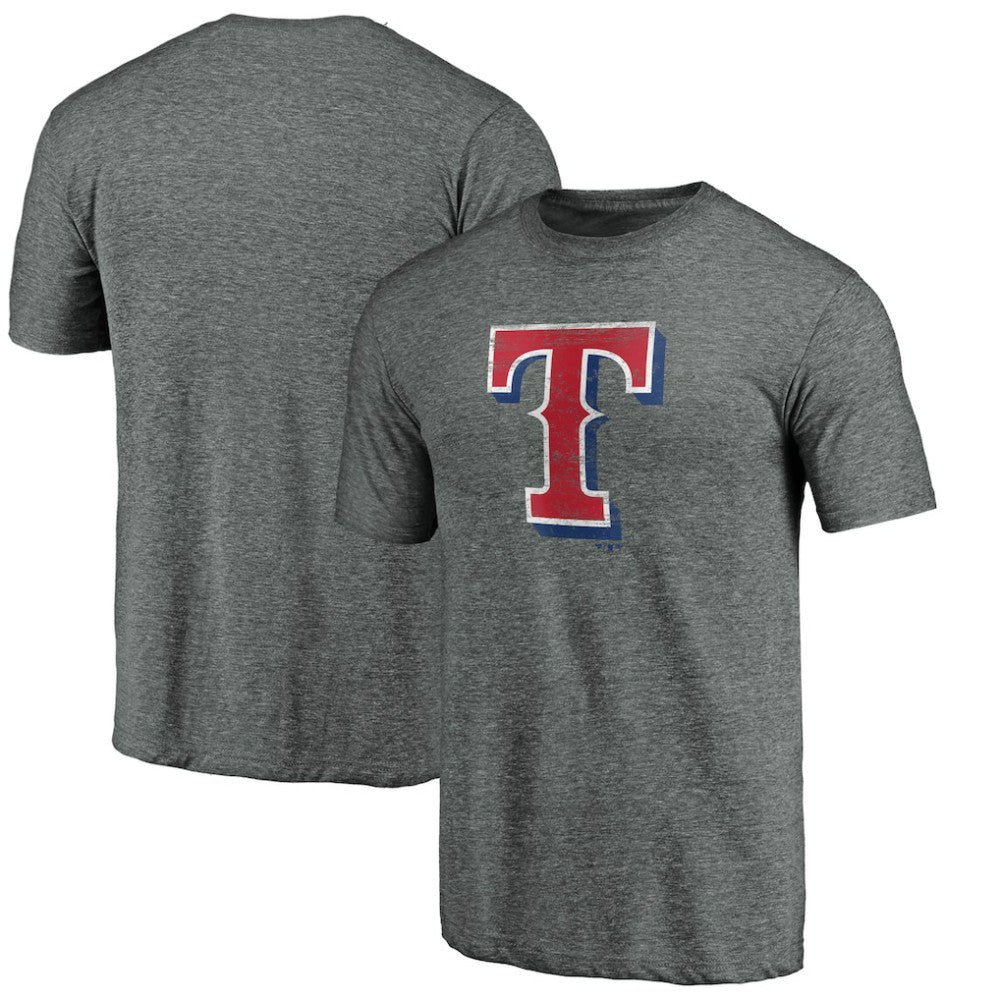 Texas Rangers Weathered Official Logo Tri-Blend T-Shirt - Heather Gray T-shirts