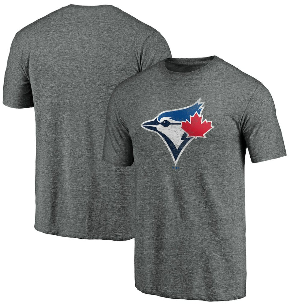 Toronto Blue Jays Weathered Official Logo Tri-Blend T-Shirt - Heather Gray T-shirts
