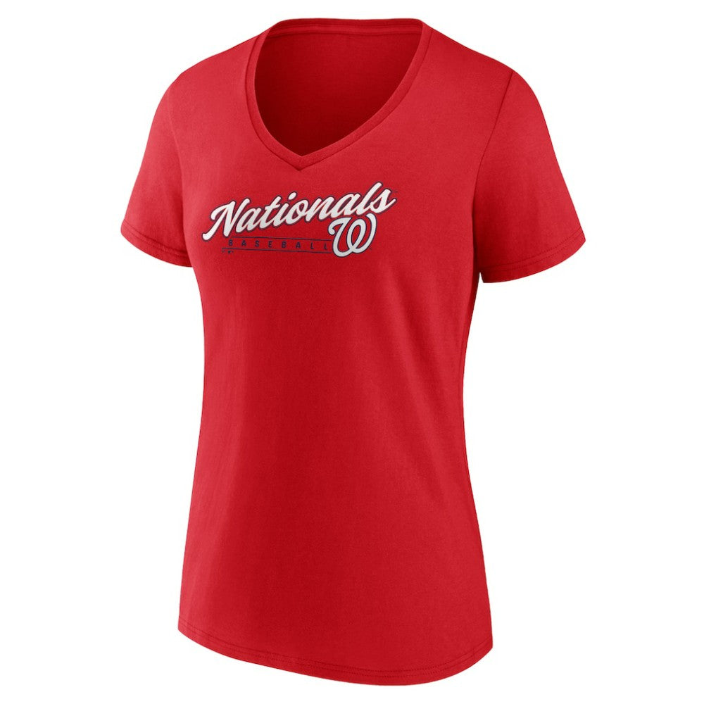 Washington Nationals Women's One And Only V-Neck T-Shirt - Red T-shirts