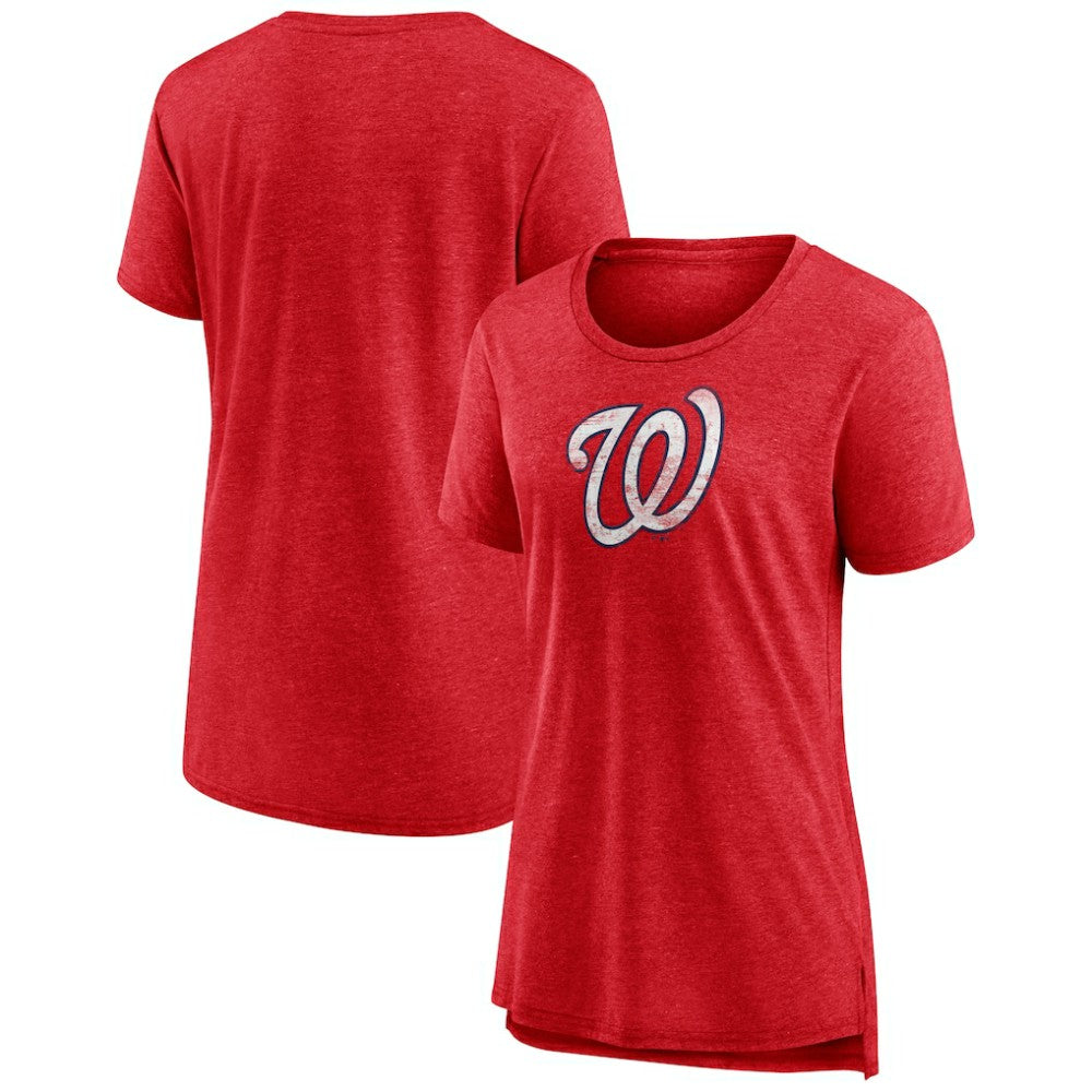 Washington Nationals Women's Weathered Official Logo Tri-Blend T-Shirt - Red T-shirts