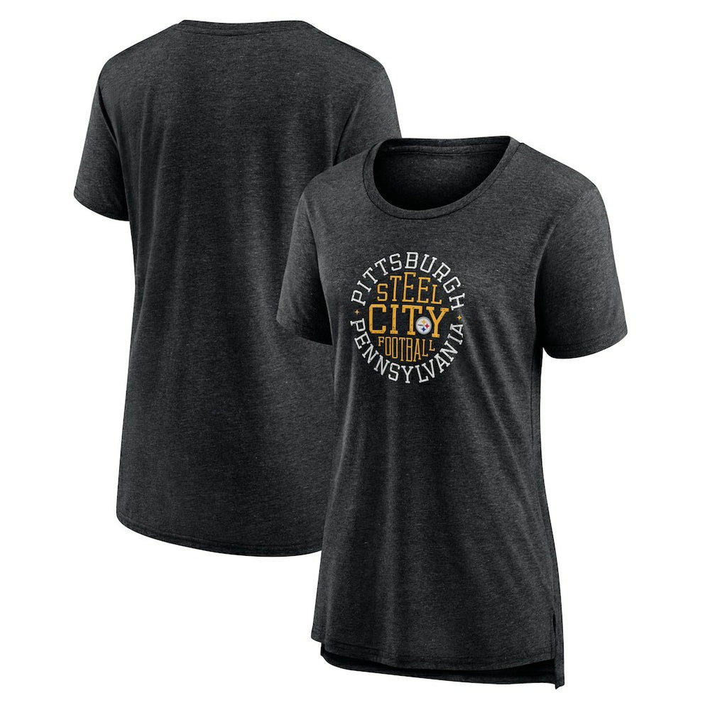 Pittsburgh Steelers Women's Steel City Tri-Blend T-Shirt Charcoal