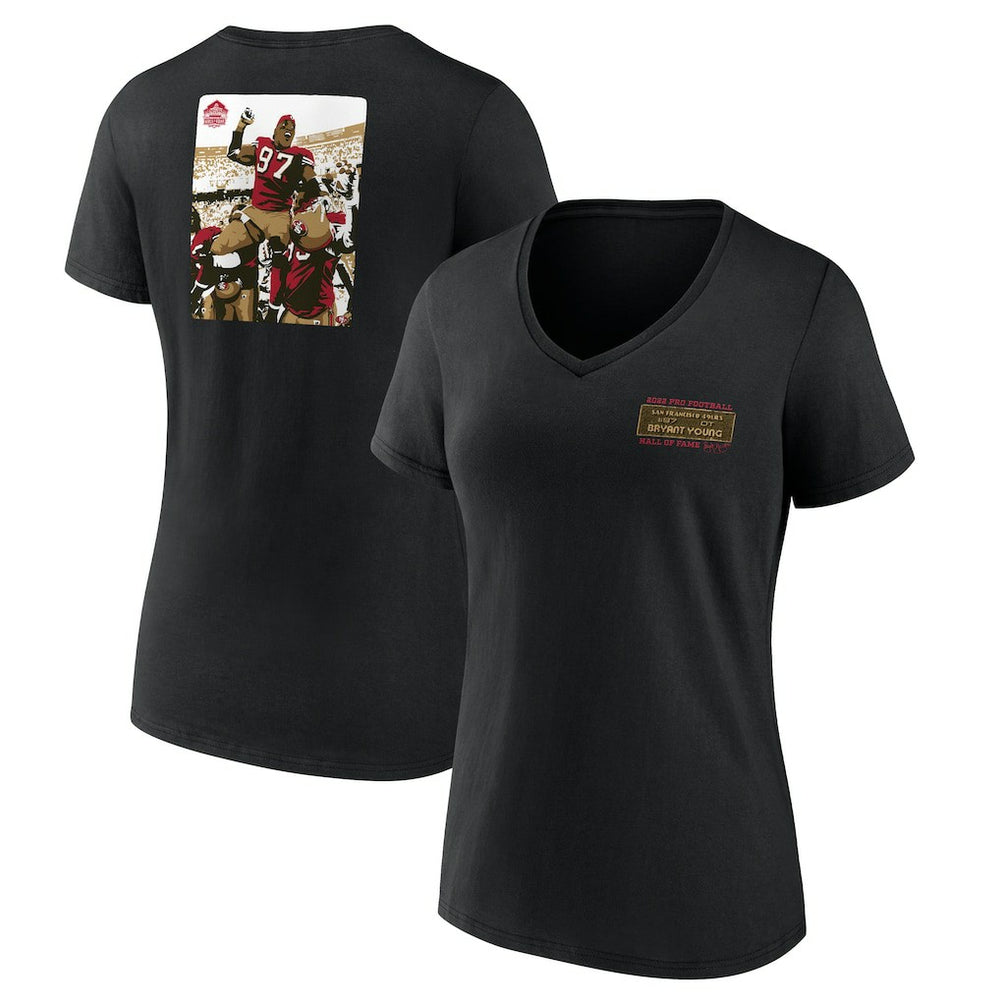 Bryant Young San Francisco 49ers Women's Hall of Fame V-Neck T-Shirt Black