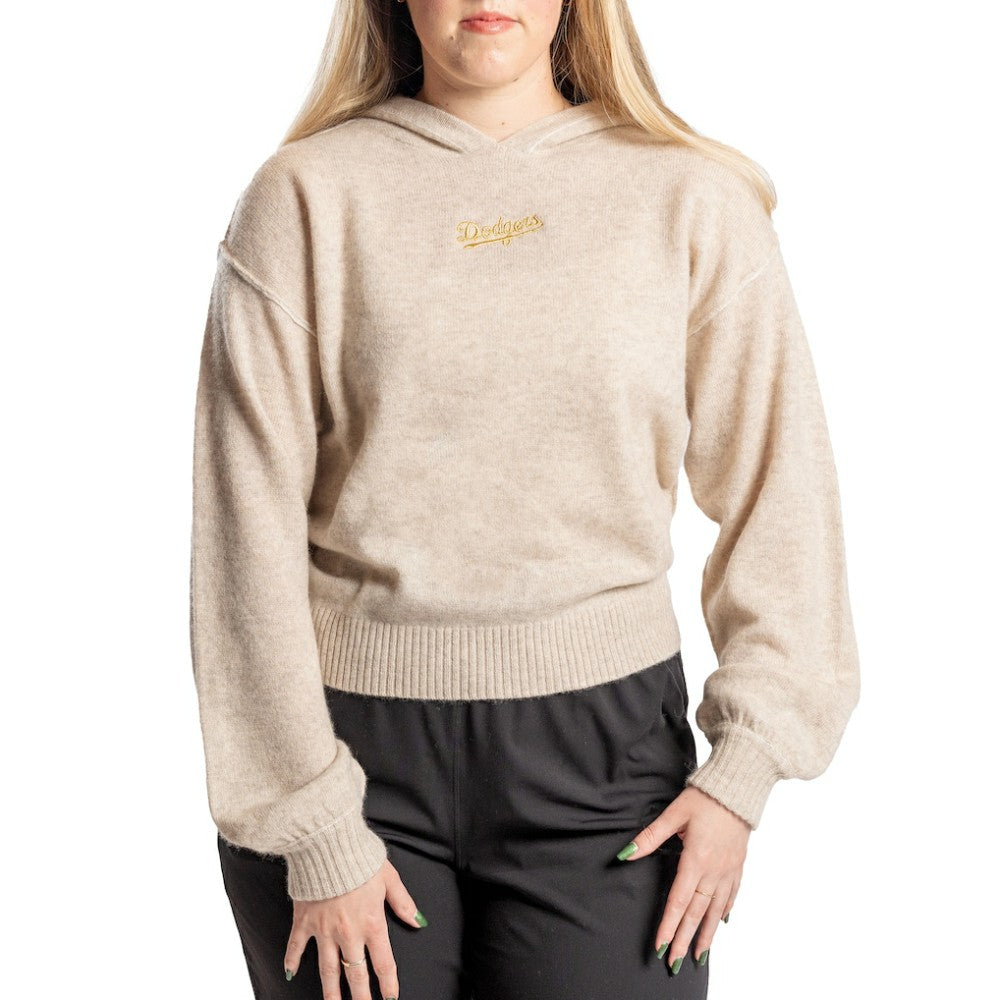Los Angeles Dodgers Lusso Women's Beatriz Cashmere Pullover Hoodie - Natural Hoodies