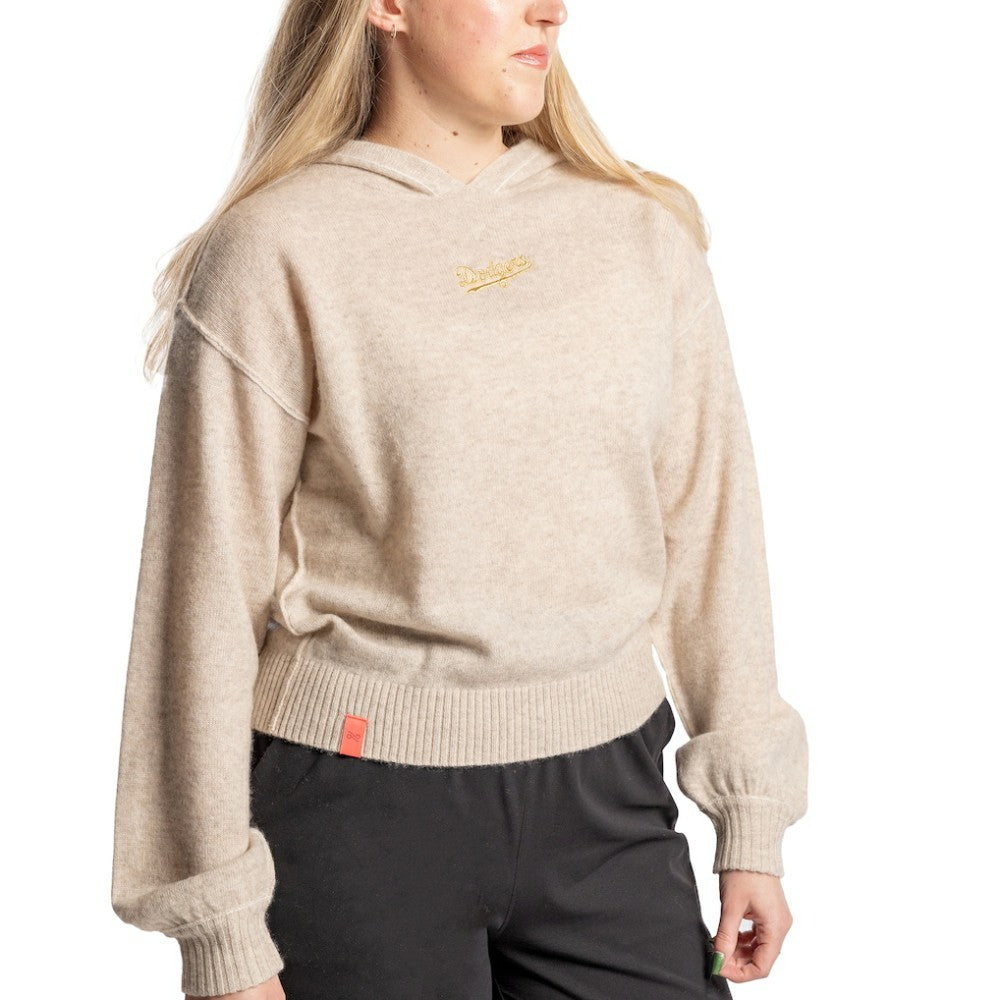 Los Angeles Dodgers Lusso Women's Beatriz Cashmere Pullover Hoodie - Natural Hoodies