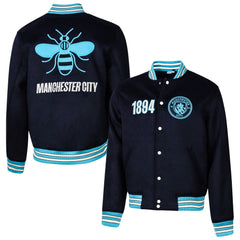 Manchester City Sport Design Sweden Free Kick Wool Varsity Jacket Navy