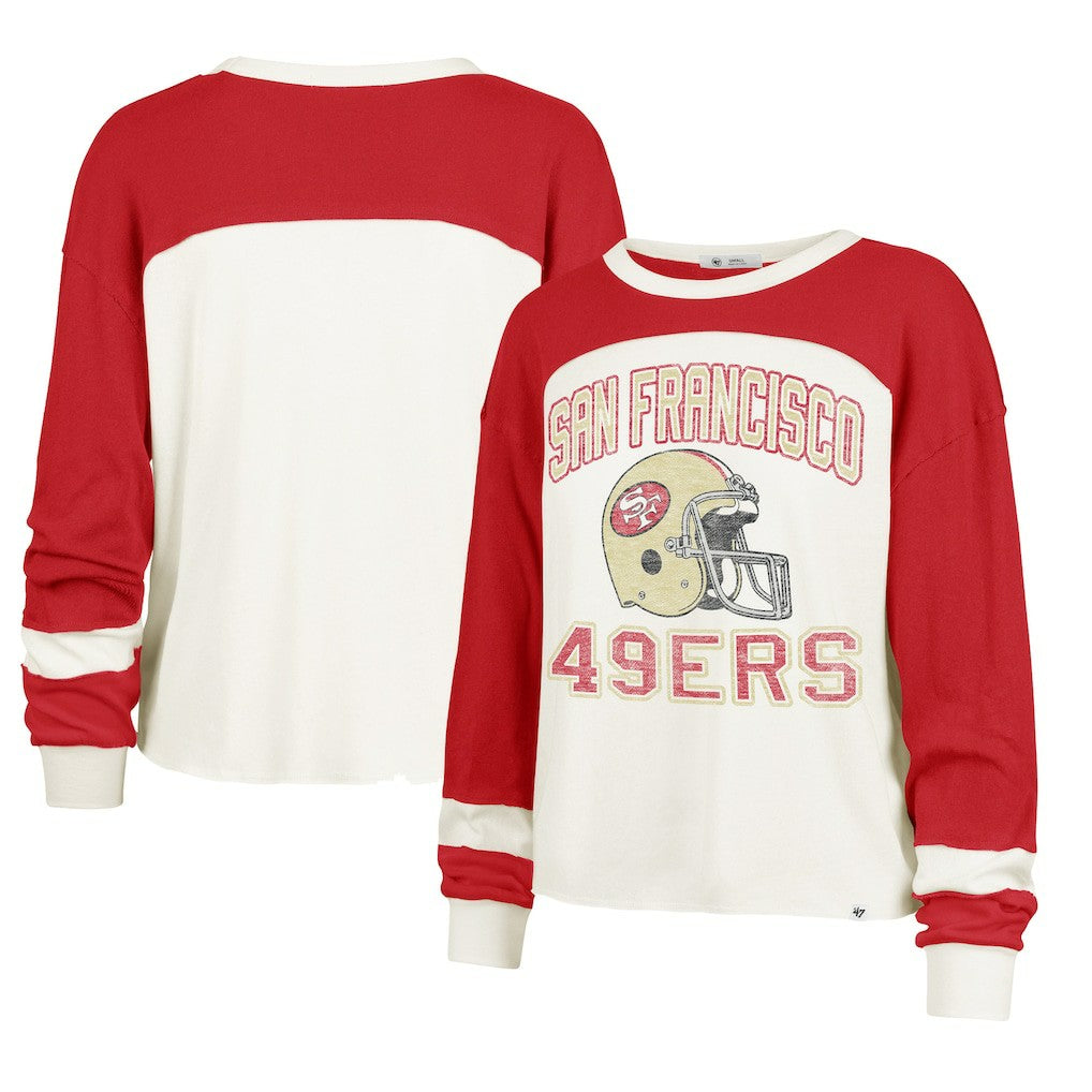San Francisco 49ers '47 Women's Double Header Curve Toni Long Sleeve T-Shirt Cream