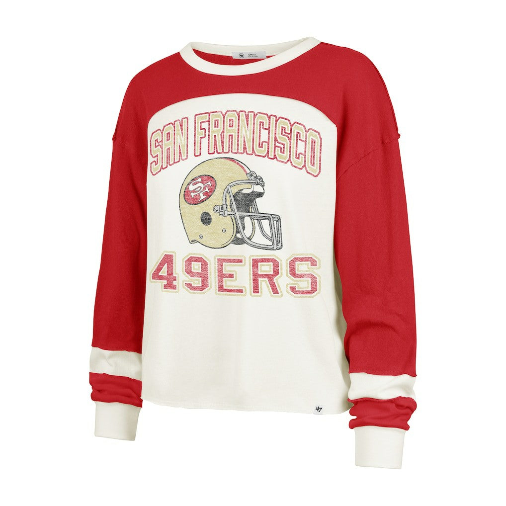 San Francisco 49ers '47 Women's Double Header Curve Toni Long Sleeve T-Shirt Cream