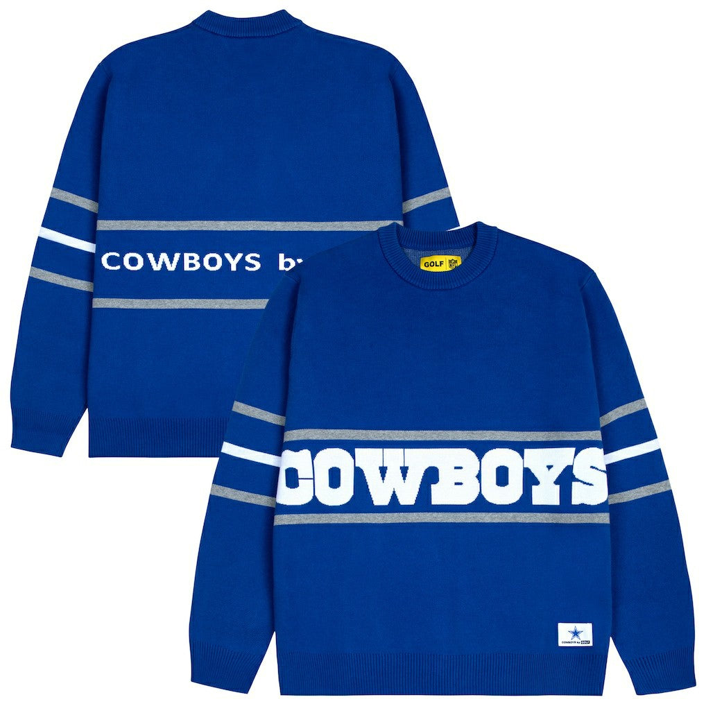 Dallas Cowboys GOLF WANG Jacquard Pullover Sweater Blue