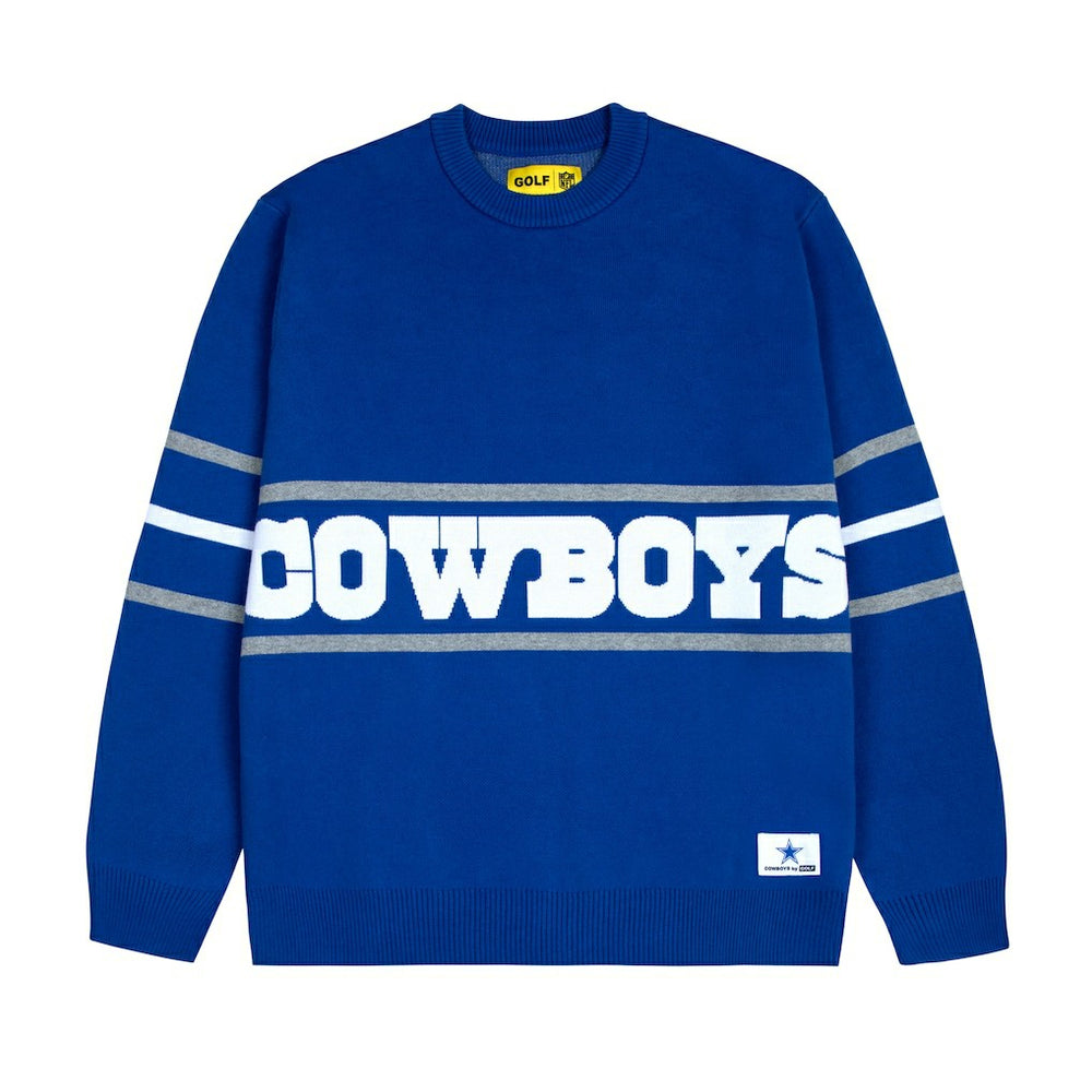 Dallas Cowboys GOLF WANG Jacquard Pullover Sweater Blue