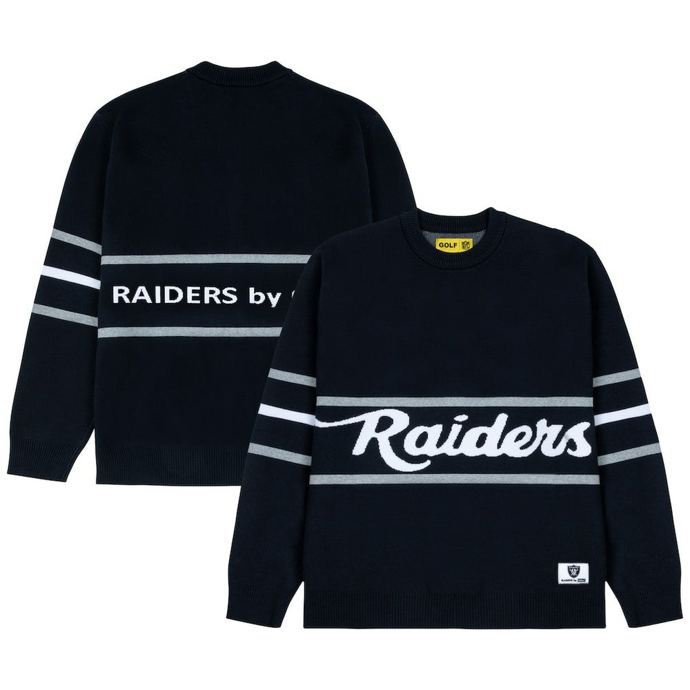 Las Vegas Raiders GOLF WANG Jacquard Pullover Sweater Black