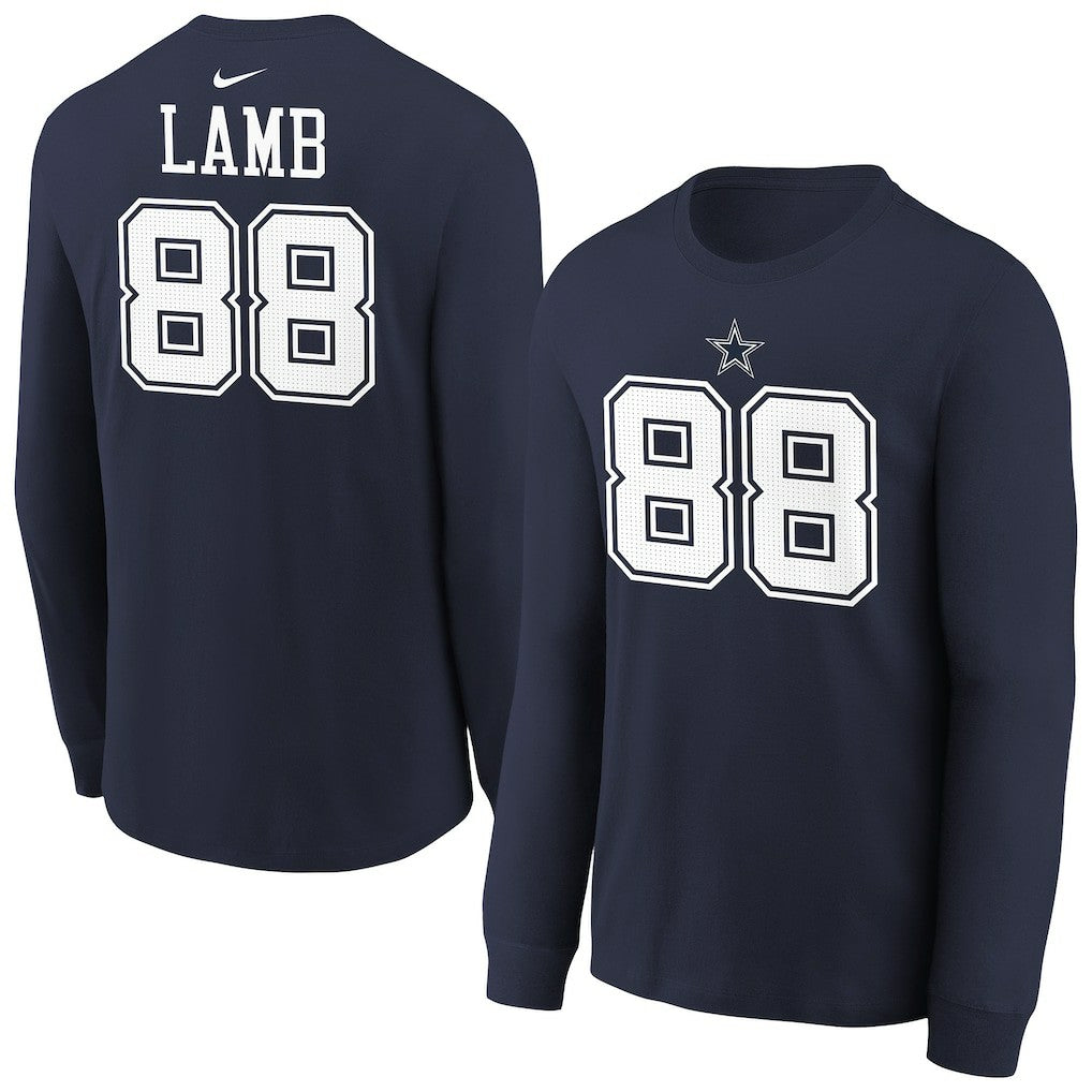 CeeDee Lamb Dallas Cowboys Youth Player Name & Number Long Sleeve T-Shirt Navy