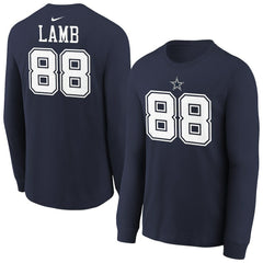 CeeDee Lamb Dallas Cowboys Youth Player Name & Number Long Sleeve T-Shirt Navy