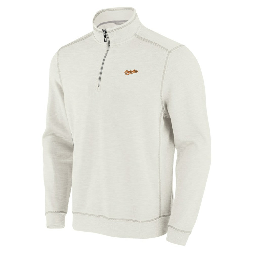 Baltimore Orioles Tommy Bahama Sport Tobago Bay Tri-Blend Half-Zip Sweatshirt - Cream Sweatshirts