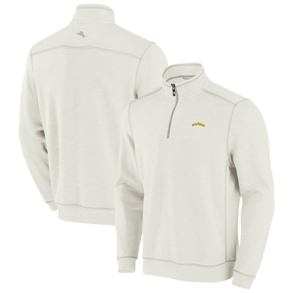 San Diego Padres Tommy Bahama Sport Tobago Bay Tri-Blend Half-Zip Sweatshirt - Cream Sweatshirts