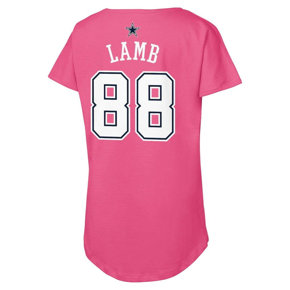 CeeDee Lamb Dallas Cowboys Girls Youth Player Name & Number T-Shirt Pink