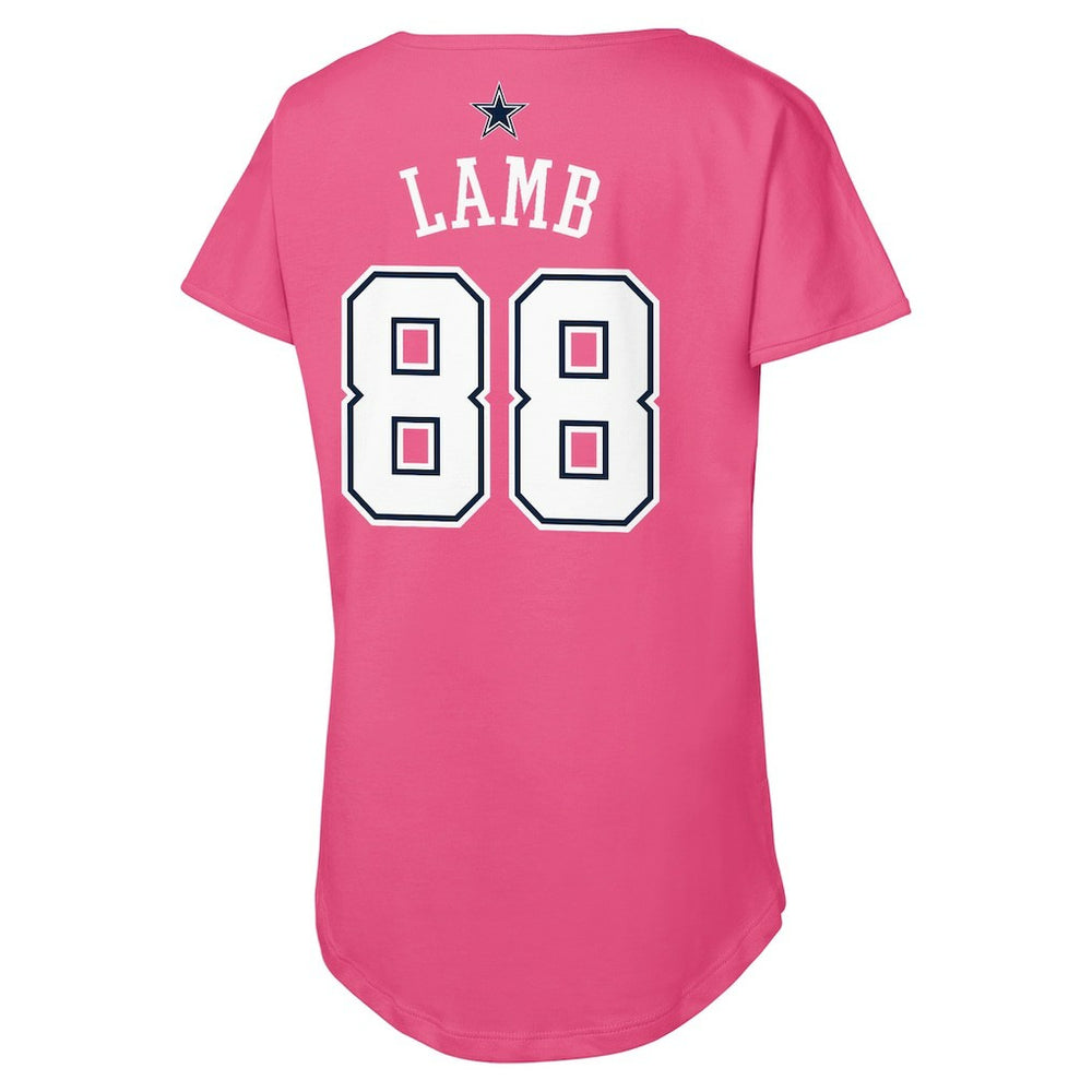 CeeDee Lamb Dallas Cowboys Girls Youth Player Name & Number T-Shirt Pink