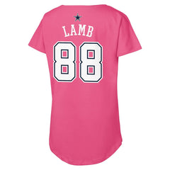 CeeDee Lamb Dallas Cowboys Girls Youth Player Name & Number T-Shirt Pink