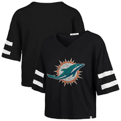 Miami Dolphins '47 Women's Premier Scout Cropped V-Neck T-Shirt Black