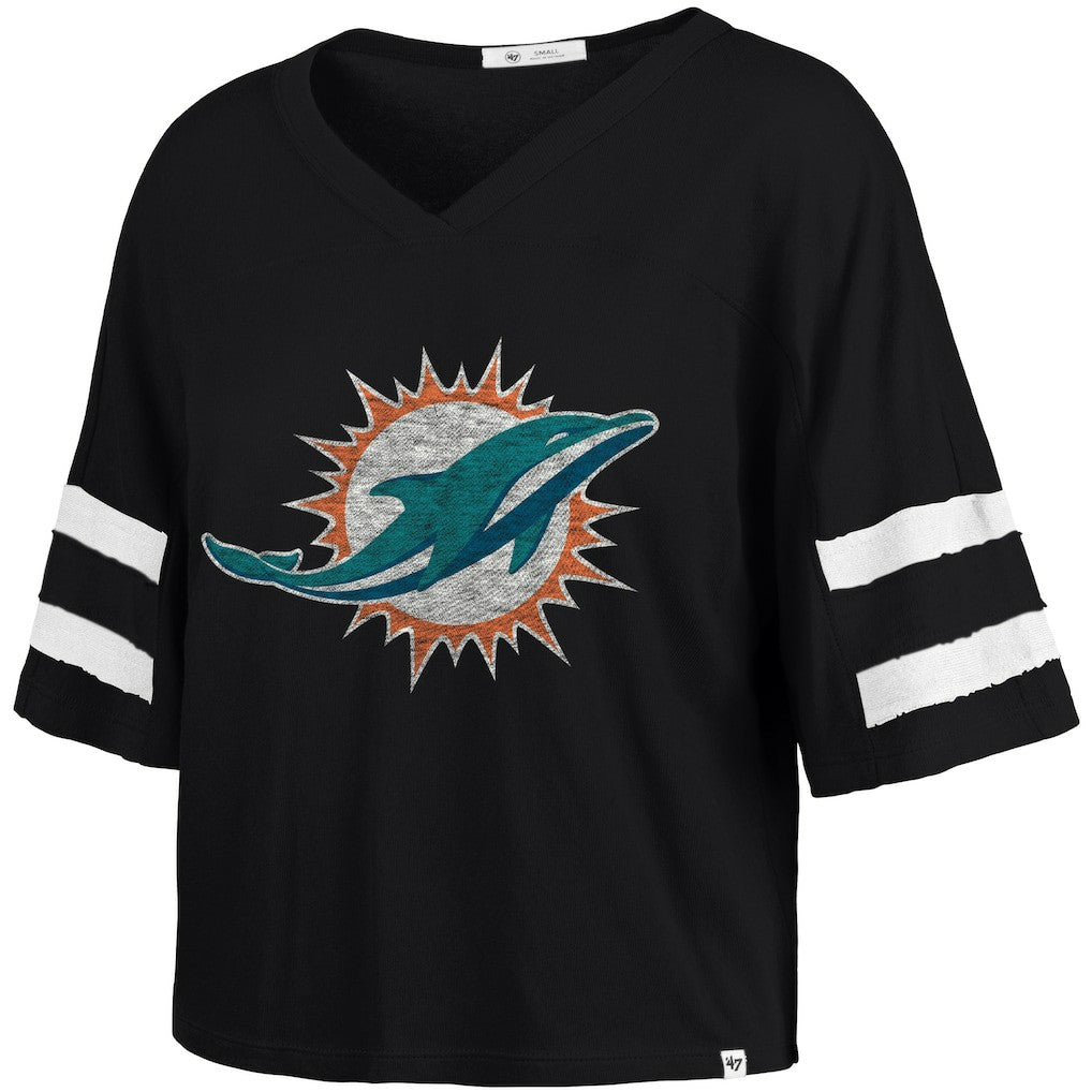 Miami Dolphins '47 Women's Premier Scout Cropped V-Neck T-Shirt Black