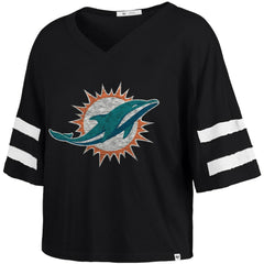 Miami Dolphins '47 Women's Premier Scout Cropped V-Neck T-Shirt Black