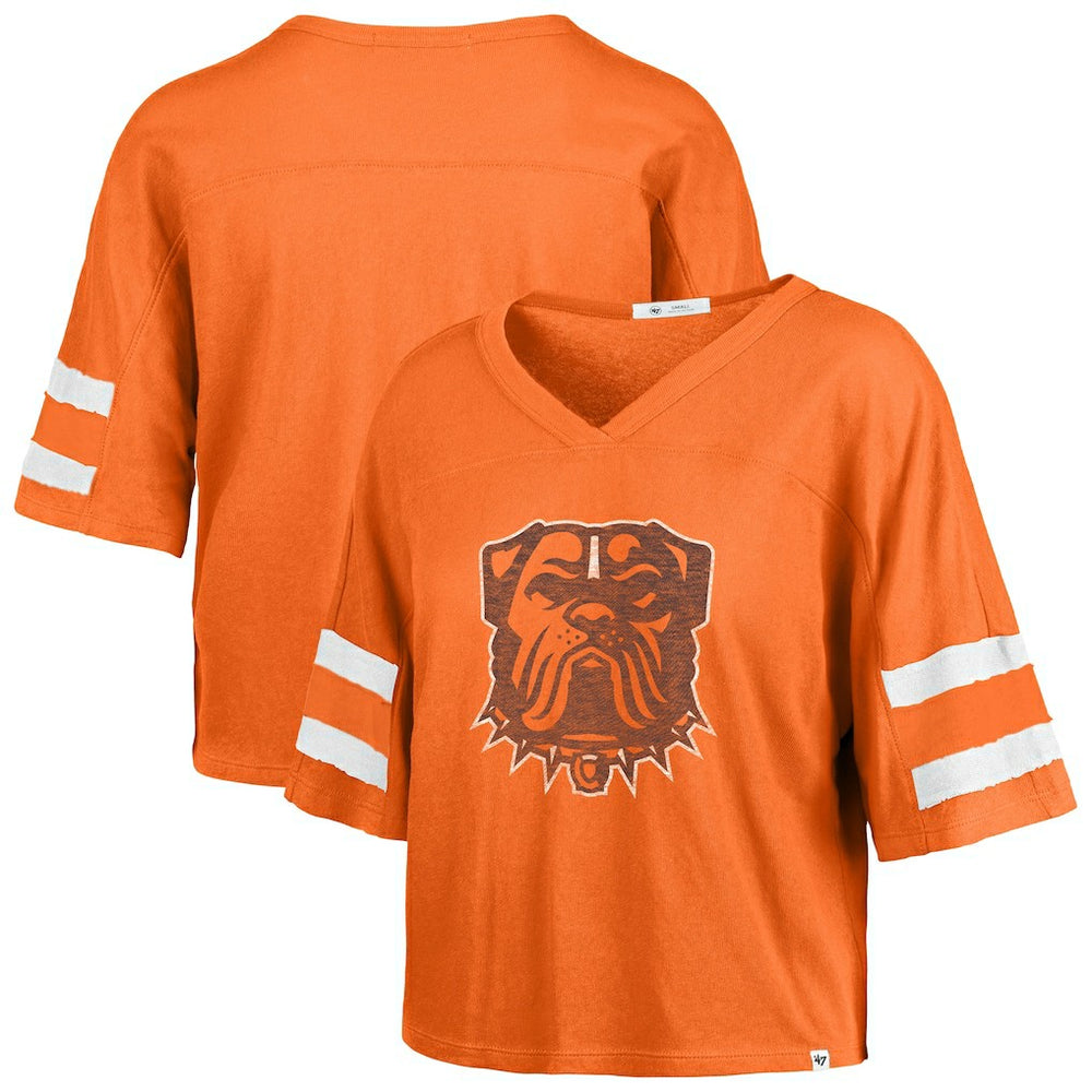 Cleveland Browns '47 Women's Premier Scout Cropped V-Neck T-Shirt Orange