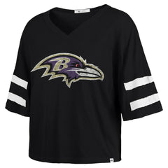 Baltimore Ravens '47 Women's Premier Scout Cropped V-Neck T-Shirt Black