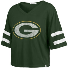 Green Bay Packers '47 Women's Premier Scout Cropped V-Neck T-Shirt Green