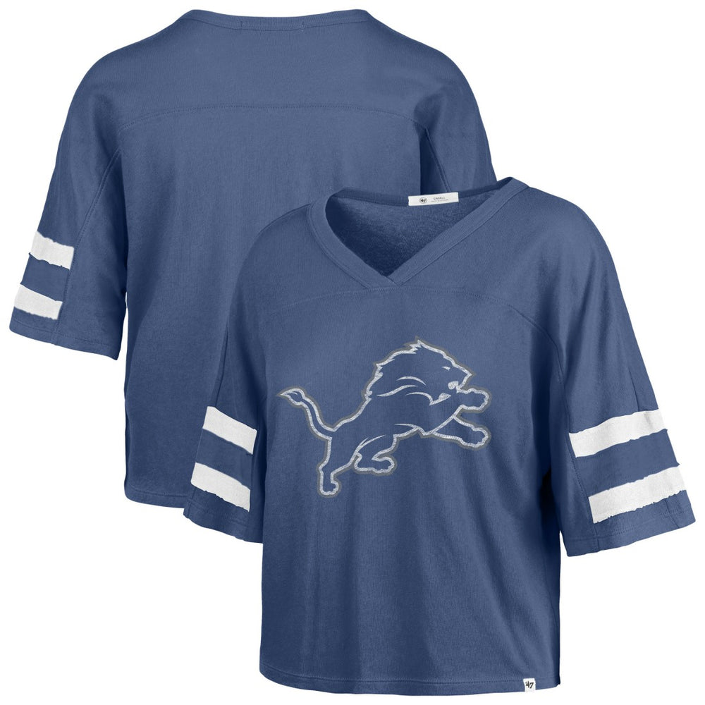 Detroit Lions '47 Women's Premier Scout Cropped V-Neck T-Shirt Blue