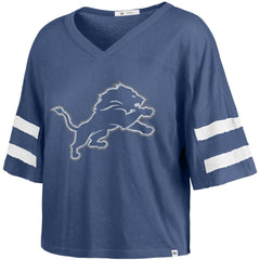 Detroit Lions '47 Women's Premier Scout Cropped V-Neck T-Shirt Blue