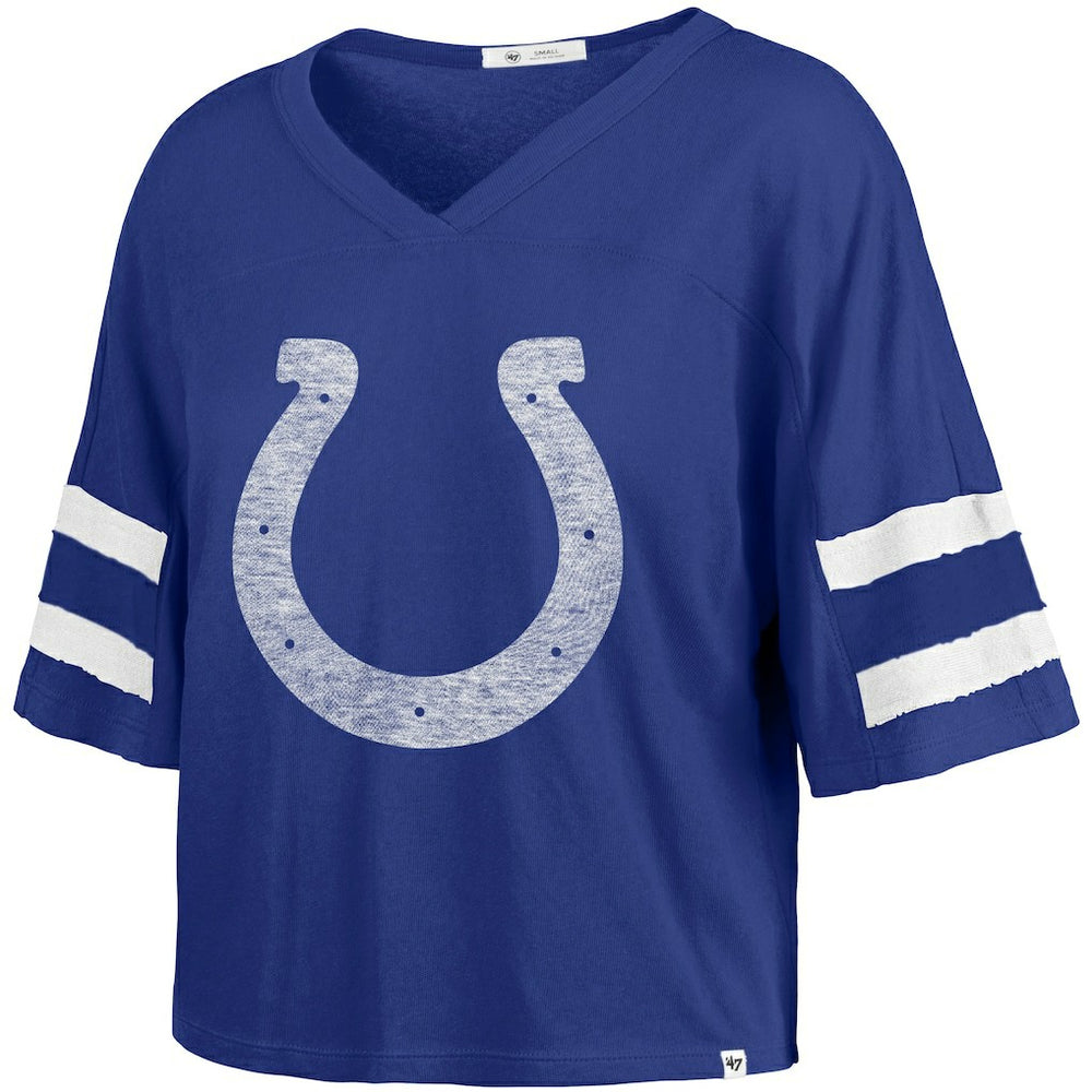 Indianapolis Colts '47 Women's Premier Scout Cropped V-Neck T-Shirt Royal