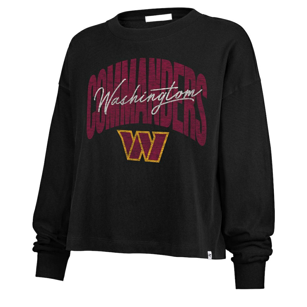 Washington Commanders '47 Women's Muse Sydney Long Sleeve Cropped T-Shirt Black
